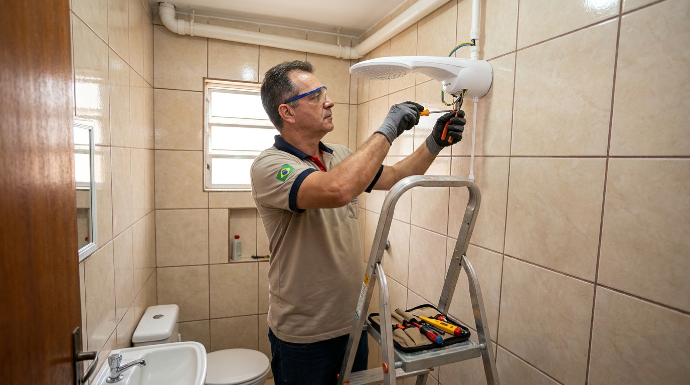 Substituição de Chuveiro Antigo no Centro, Santo André‑SP
